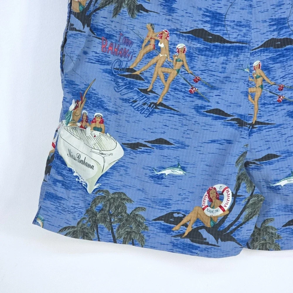 VTG 90s Tommy Bahama Swim Shorts Trunks Medium Paradise Nation Lined Tropical